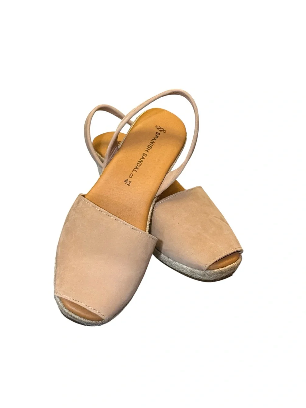 Spanish Sandal Company leather Espadrille Slingback Wedge, sz 41 (9.5-10)